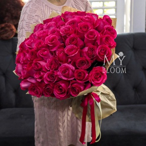 Букет 51 роза Эквадор Пинк Флоид (60 см) в Можайске