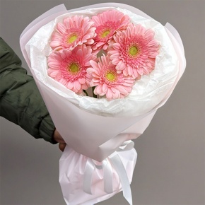 Букет из 5 розовых гербер мини в Можайске